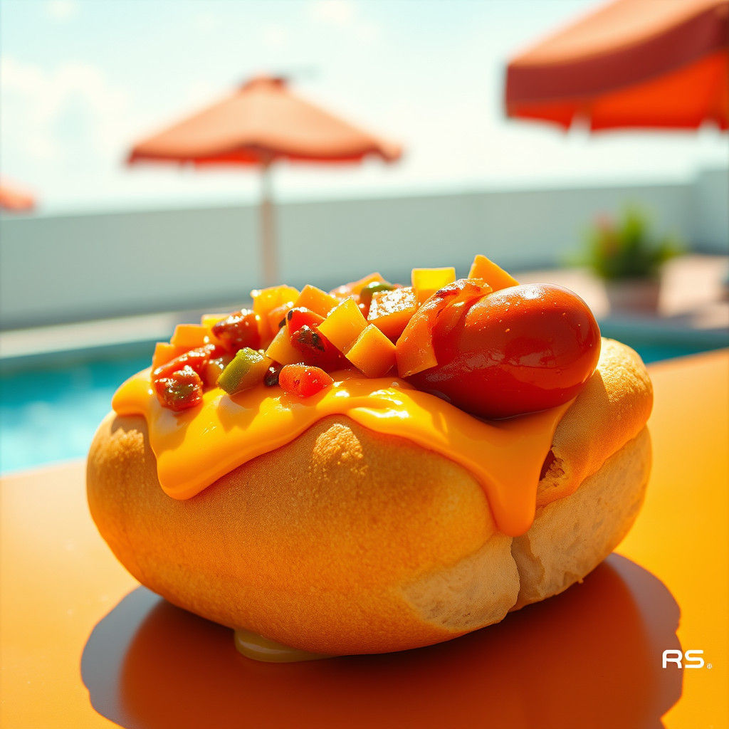 Melting Hot Dog in Pop Art Style