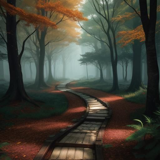 Enchanted Forest Path in Detailed Digital Painting