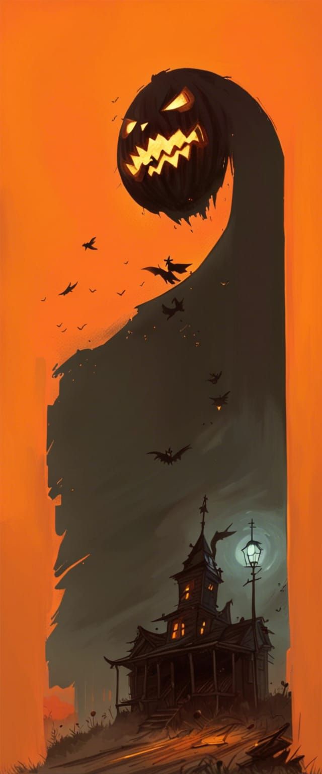 Sinister Halloween Porch in Hyperdetailed Digital Illustrati...