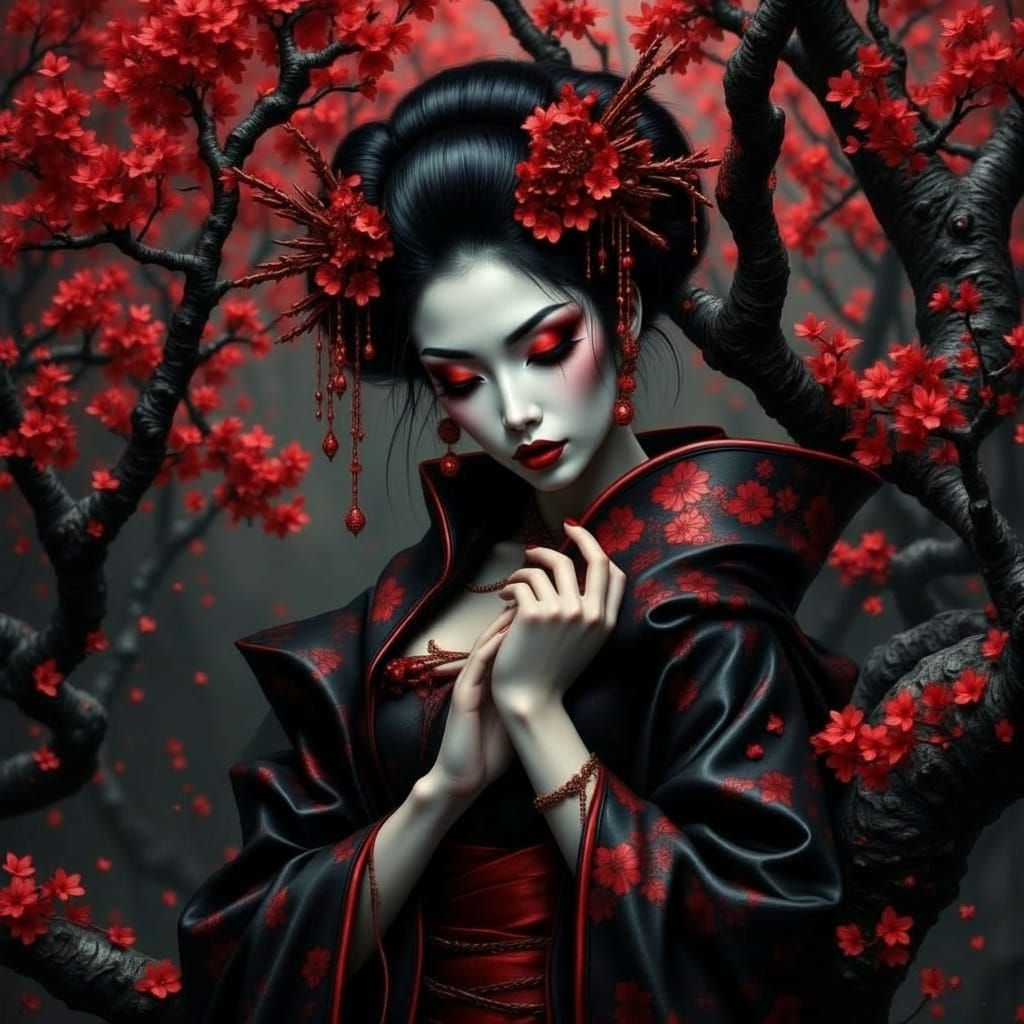 Gothic Vampiric Geisha by Dark Cherry Tree