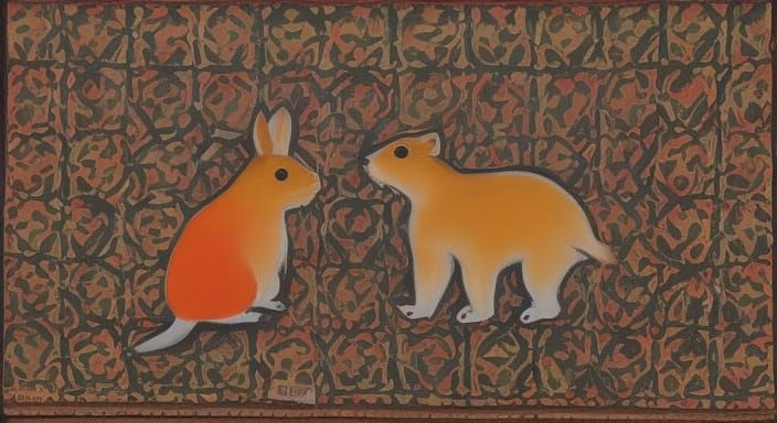 Cadmium Orange Pika in Tempera Portrait