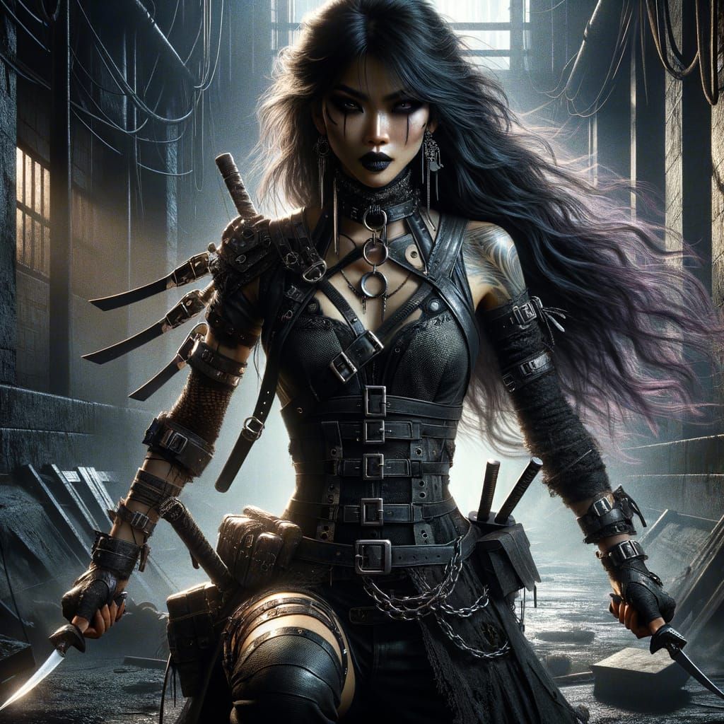 Androgynous Warrior in Retro 90s Arcade Style