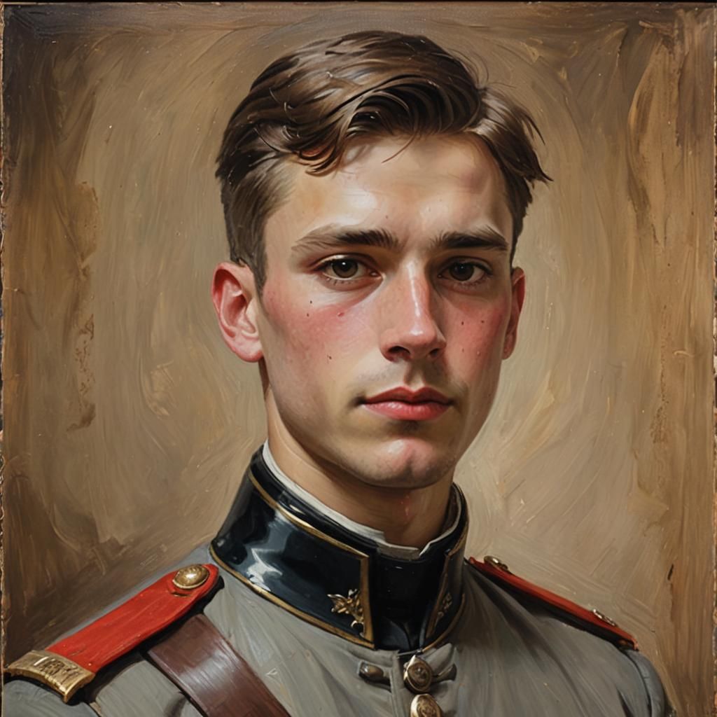 Victorian Soldier Portrait in Oil Painting Style