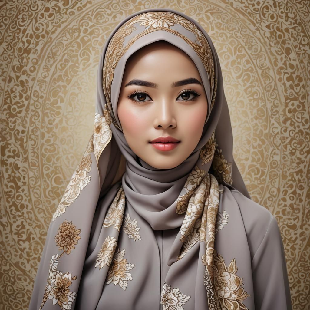 Beautiful Indonesian Woman Wearing Hijab Portrait