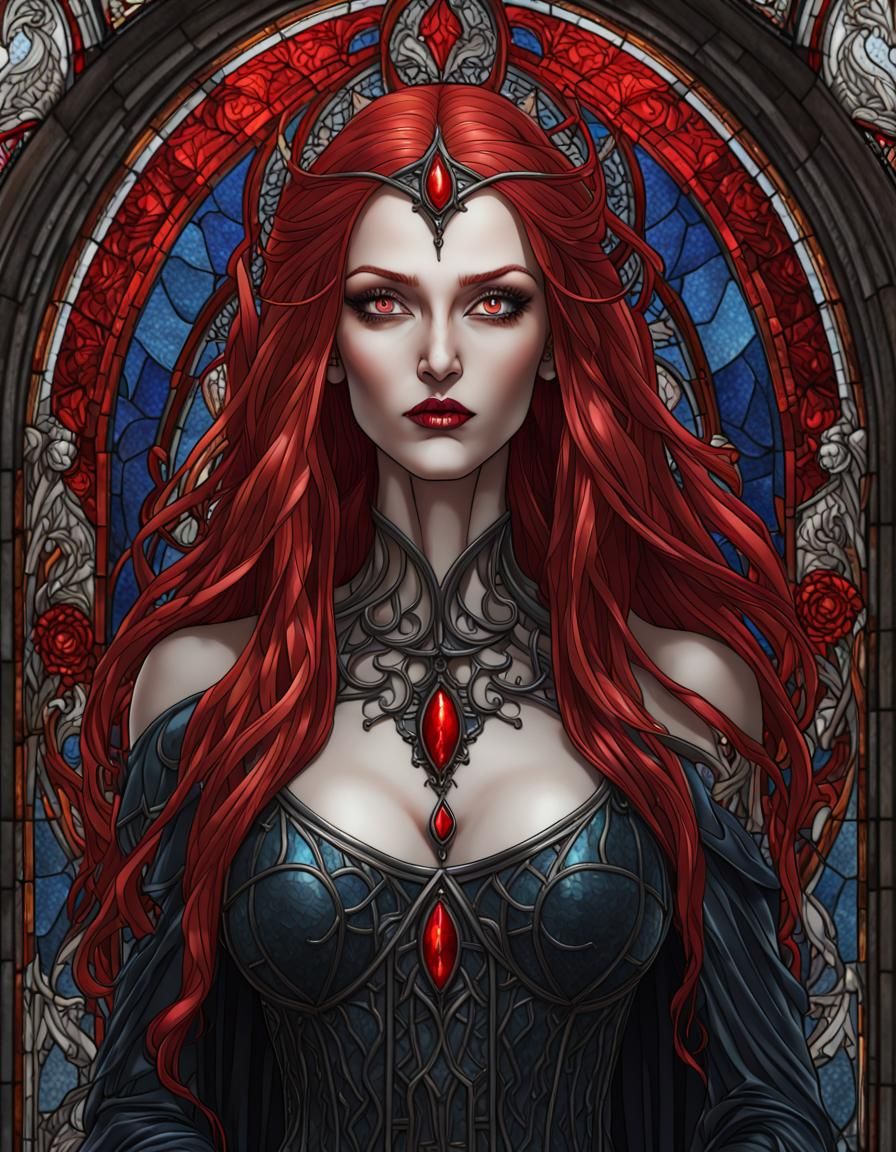 Gothic Goddess in Stained Glass Digital Art