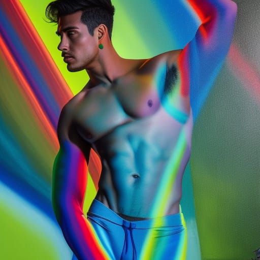 Greek God Model in Vibrant Altermodern Painting