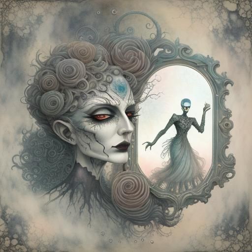 Surreal Male Figure's Search, Alcohol Ink Art