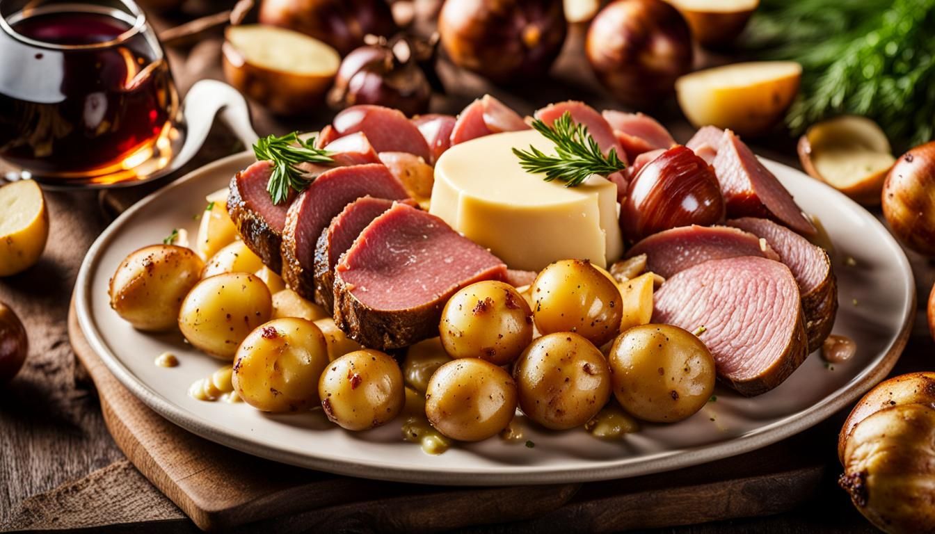 Delicious Raclette Cheese Platter in Warm, Appetizing Colors