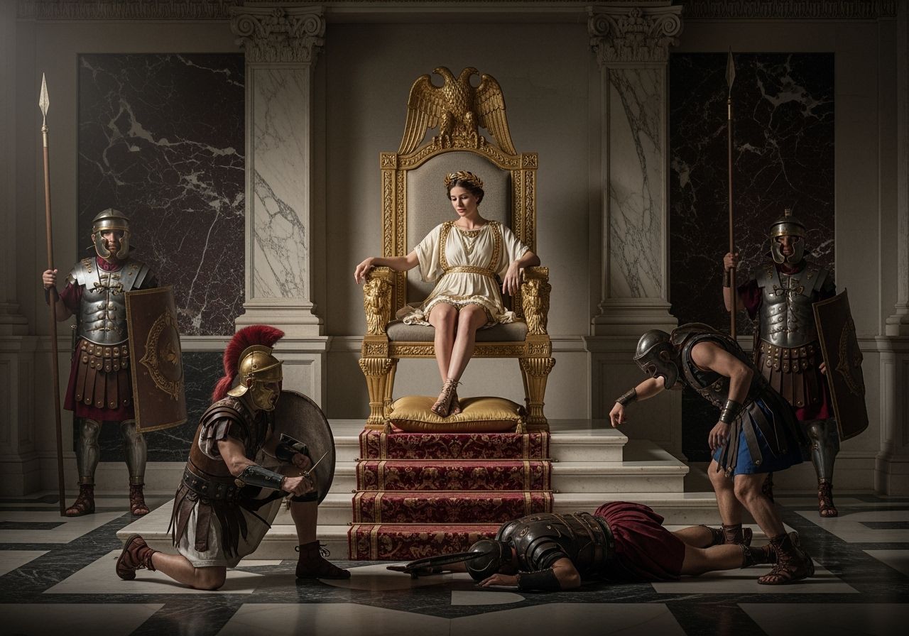 Empress Messalina on a Throne in Ancient Rome Palace