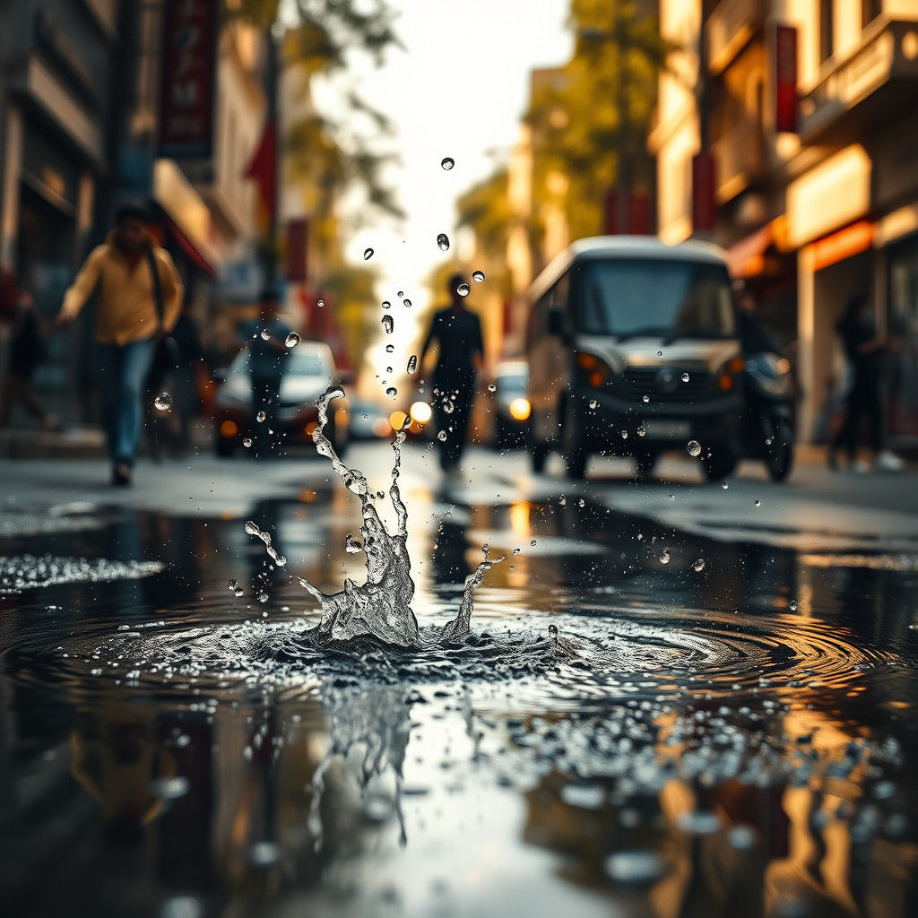 Dynamic Street Scene with Motion and Water