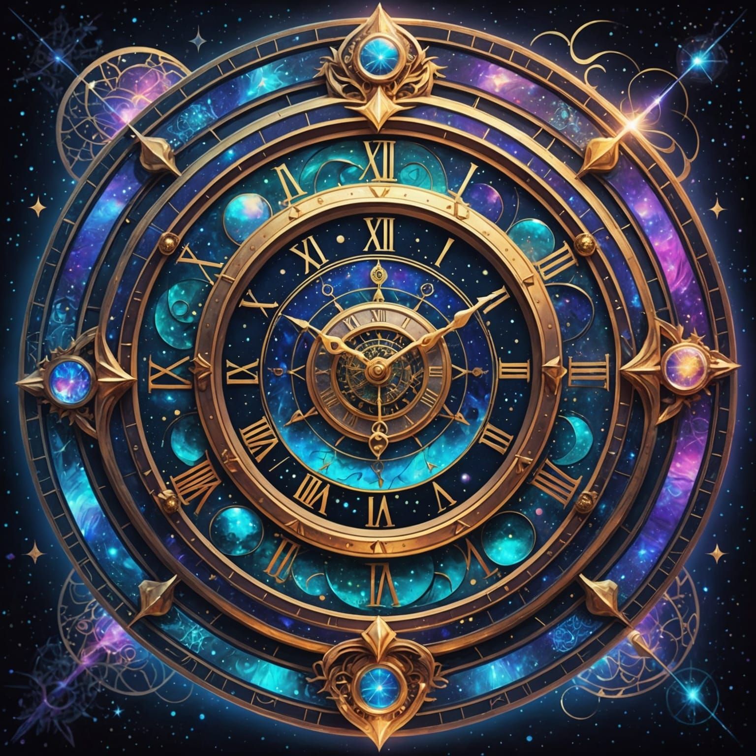 Magical Clock in Holographic Astral Style