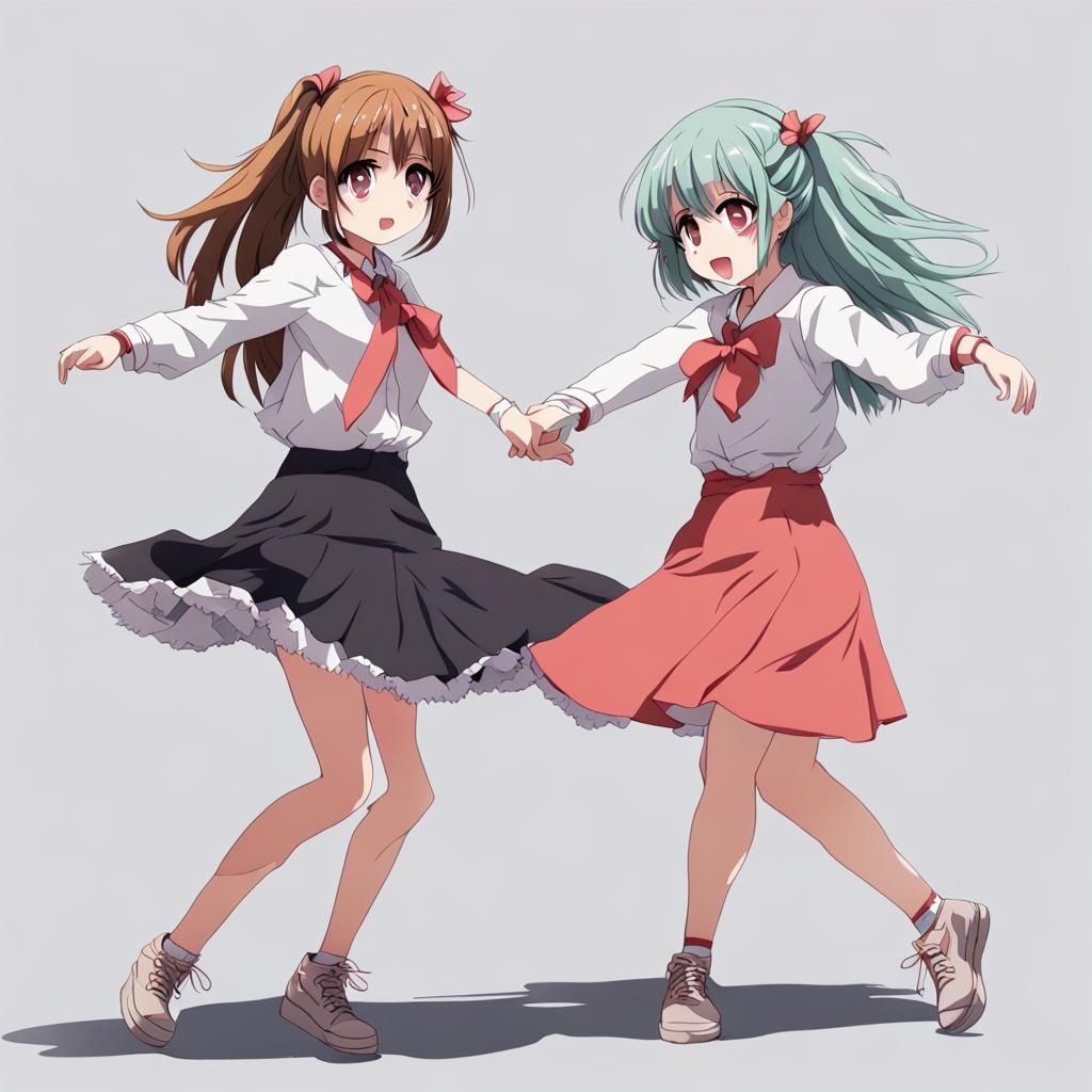 Anime Girls Dancing Energetically