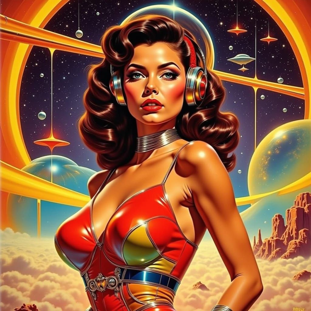 Ornella Muti as Princess Aura: Pulp Sci-Fi Art