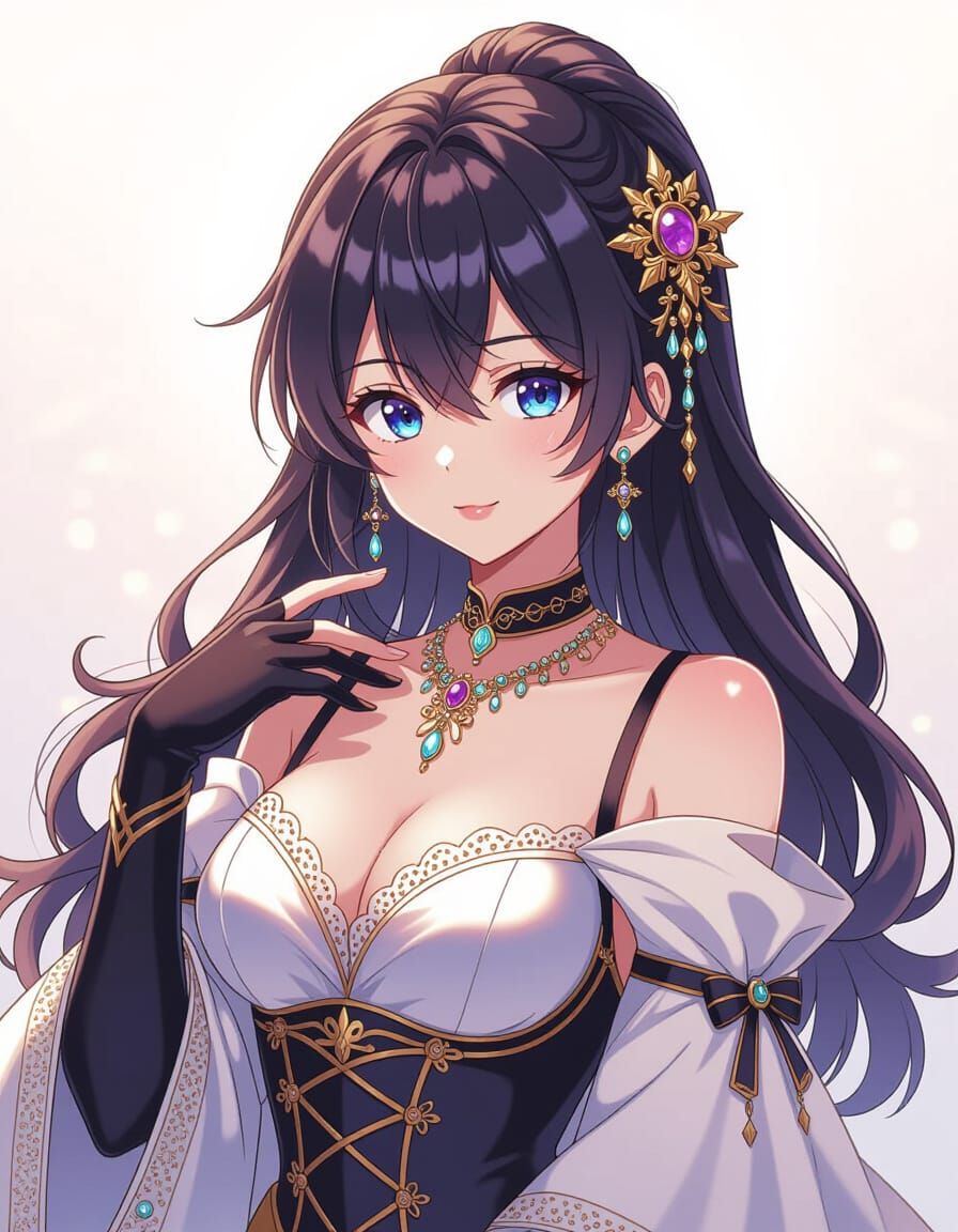 Anime Aries Girl in Elegant Portrait, Studio Trigger Style