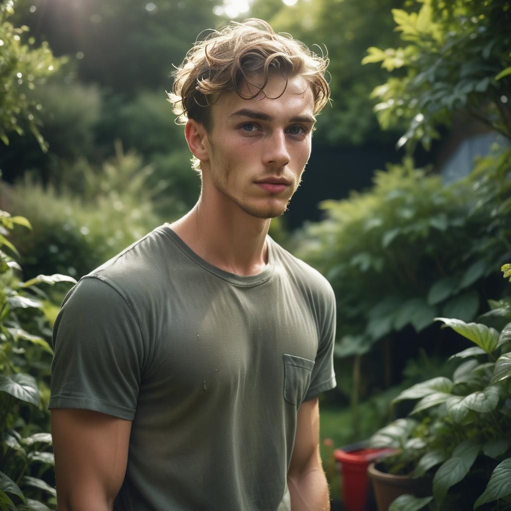 Sweat-Drenched Gardener: High-Fashion Portrait in LaChapelle...