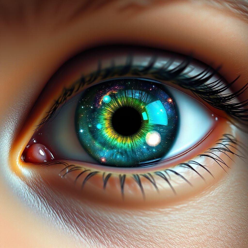 Celestial All-Seeing Eye in Vibrant Green