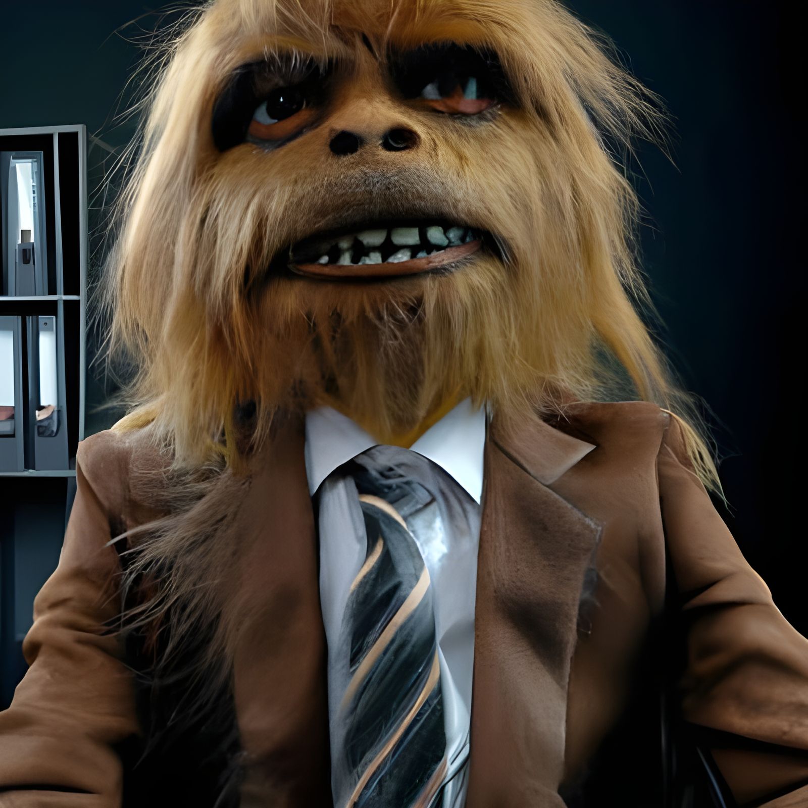 Chewbacca as Muppet in Business Suit