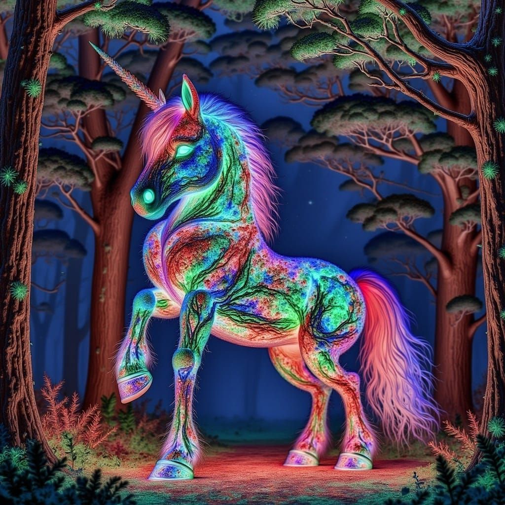 Shimmering Unicorn Made of Christmas Lights