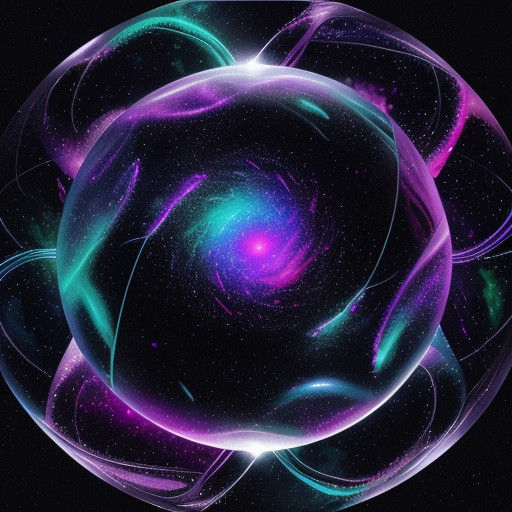 Vibrant Cosmic Glass Landscape with Iridescent Colors and Gl...