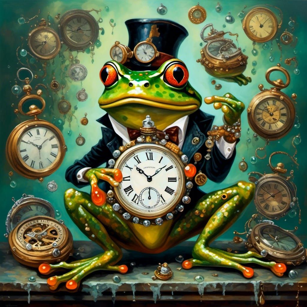 Jewel-Encrusted Steampunk Frog Leaps Through Time