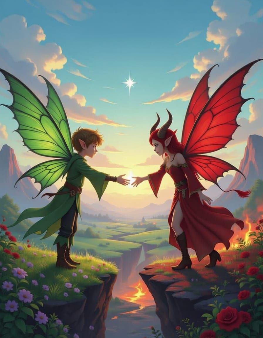 Fairy Boy and Demon Girl Reach Out Across Divided Worlds