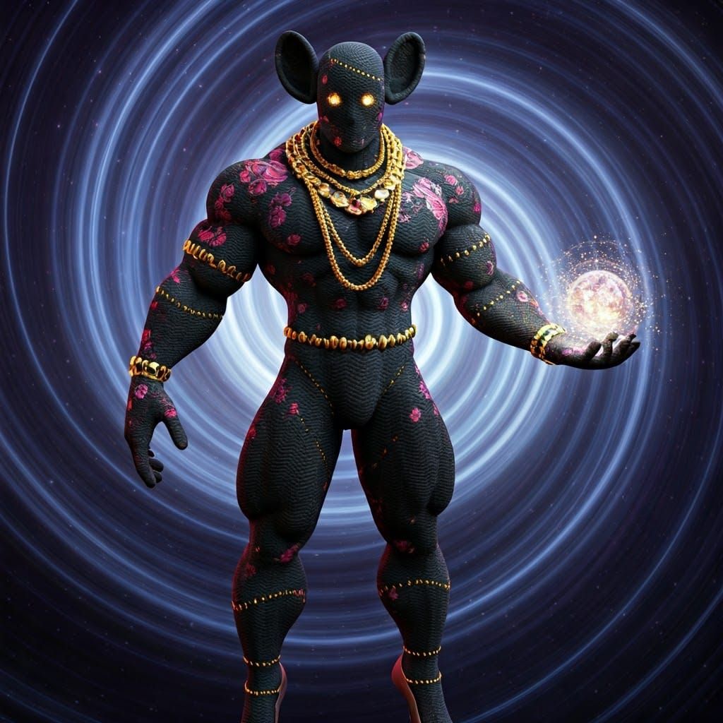 Luminous Cyber Man with Laser Beam Ears