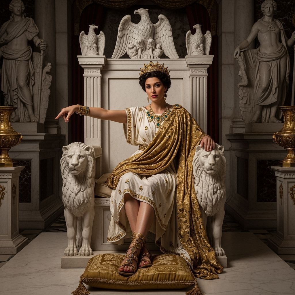 Roman Empress on Marble Throne, Baroque Photography