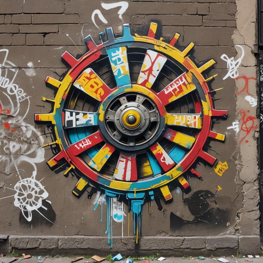 Gritty Street Art: Wrecked Police Spinner