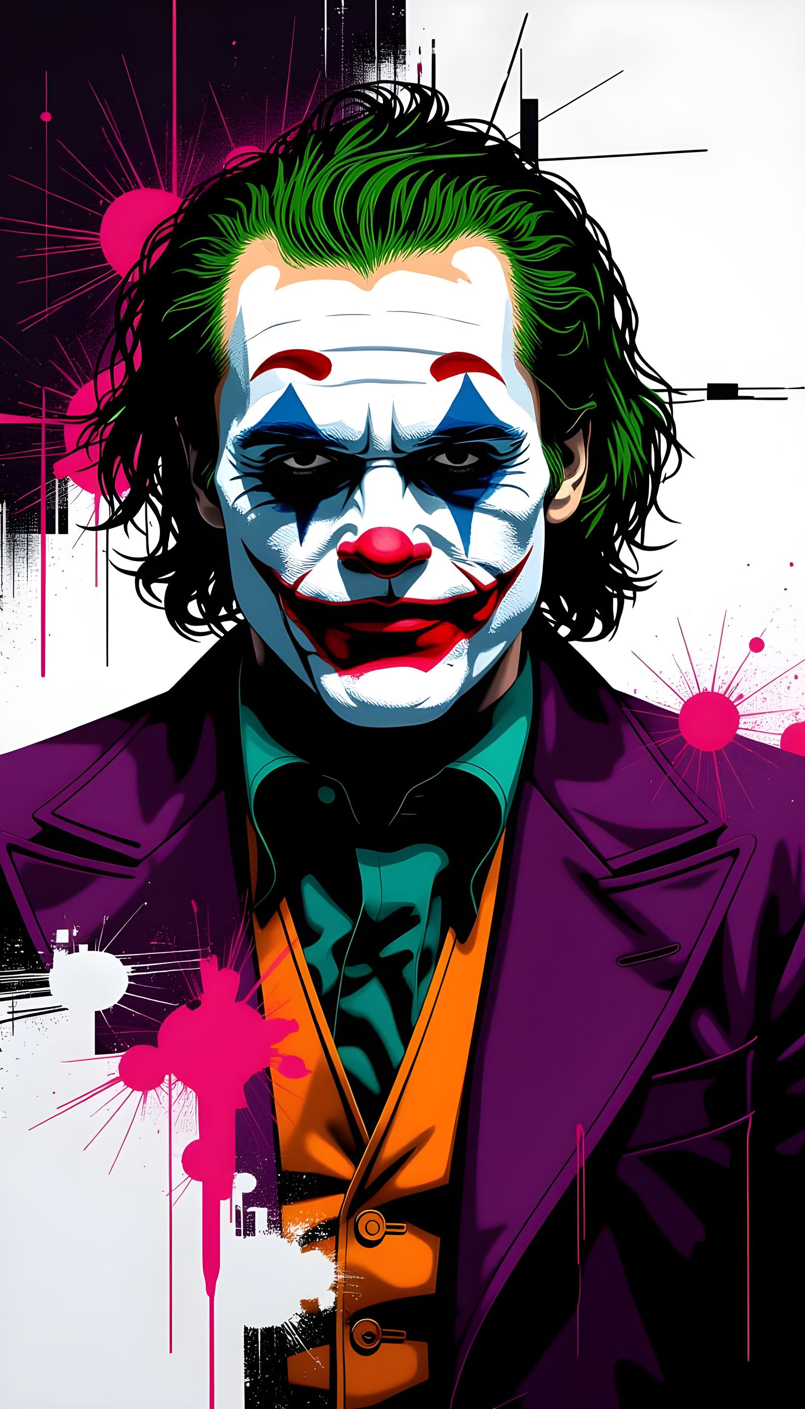 Abstract Glitch Art Joker Portrait in Cyberpunk Style