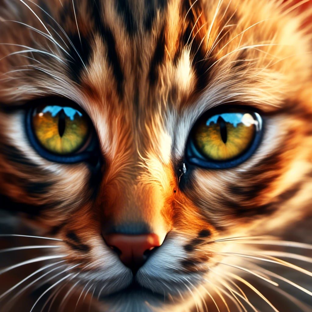 Hyperrealistic Bengal Kitten in Sunshine