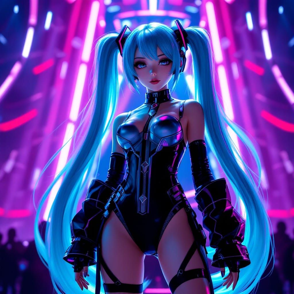 Futuristic Pop Starlet in Neon Concert
