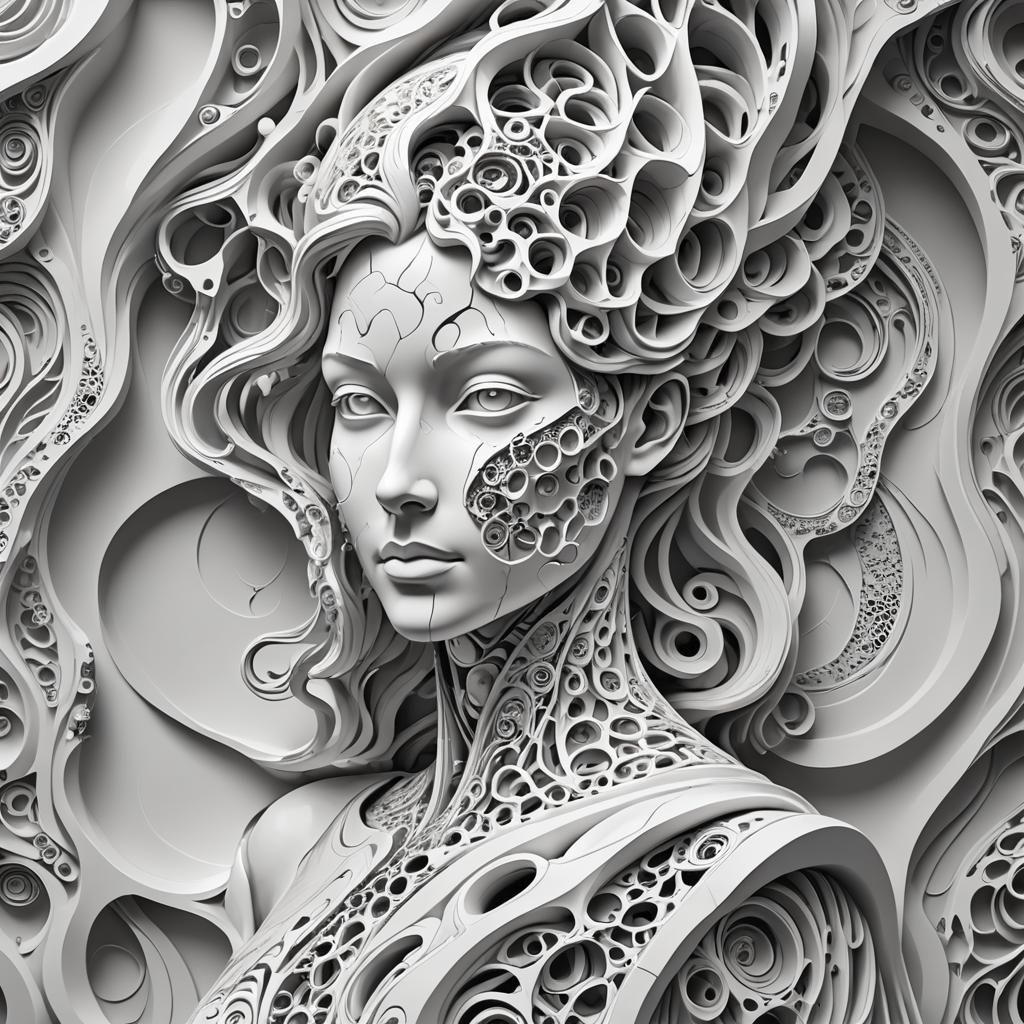 Hollow Marble Statue in Cyberspace