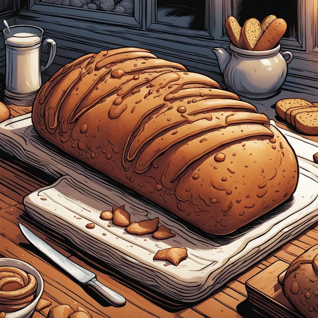 Delicious Bread in Comic Book Art Style