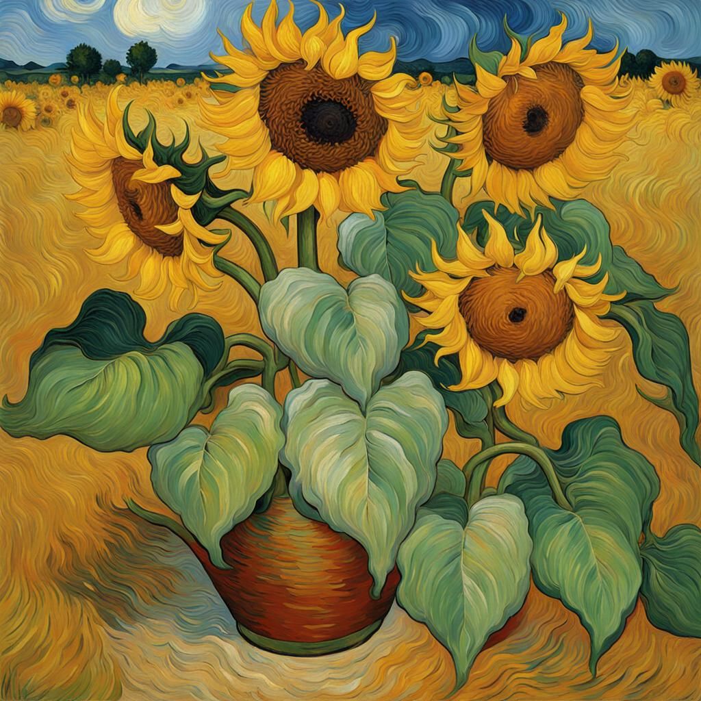 Sunflowers Field in Van Gogh Style