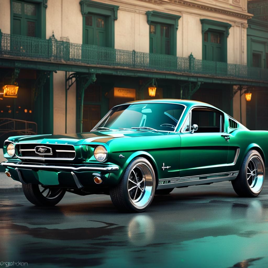 Dark Green 1966 Mustang Fastback Concept Art