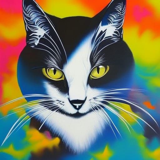 Angel Cat in Heaven: Graffiti Splash Art