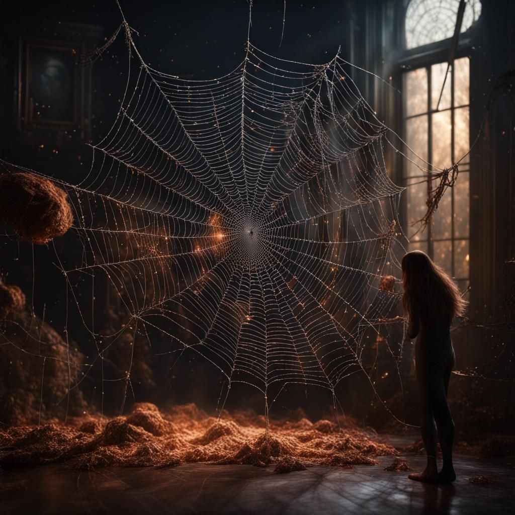 Epic Spiderweb Traps People in Glittering CGI Render