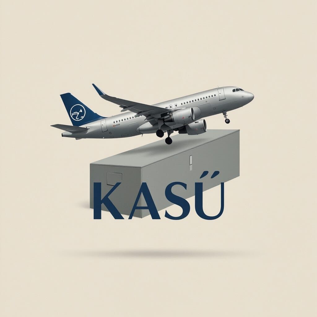 Elegant Logo of Airplane Flying over Safe Deposit Box