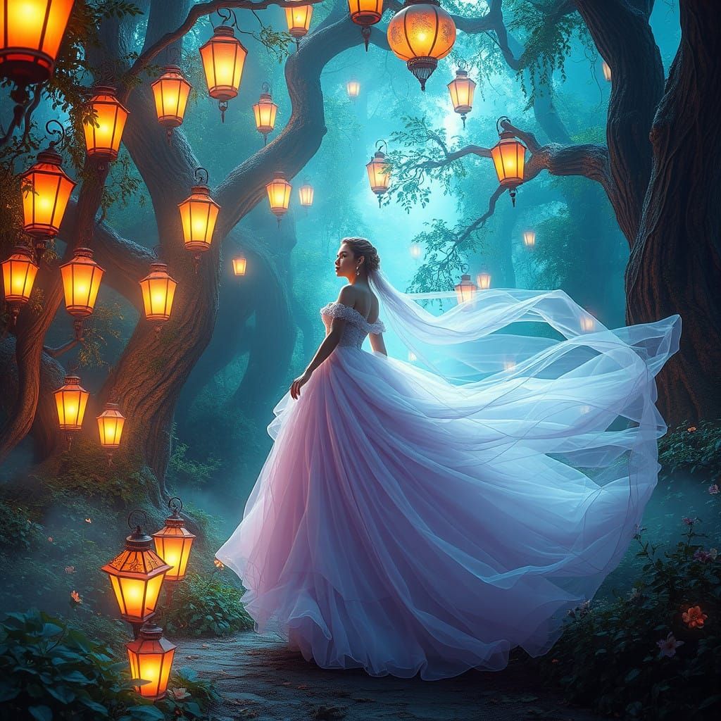 Ethereal Fantasy Goddess in Dreamlike Landscape