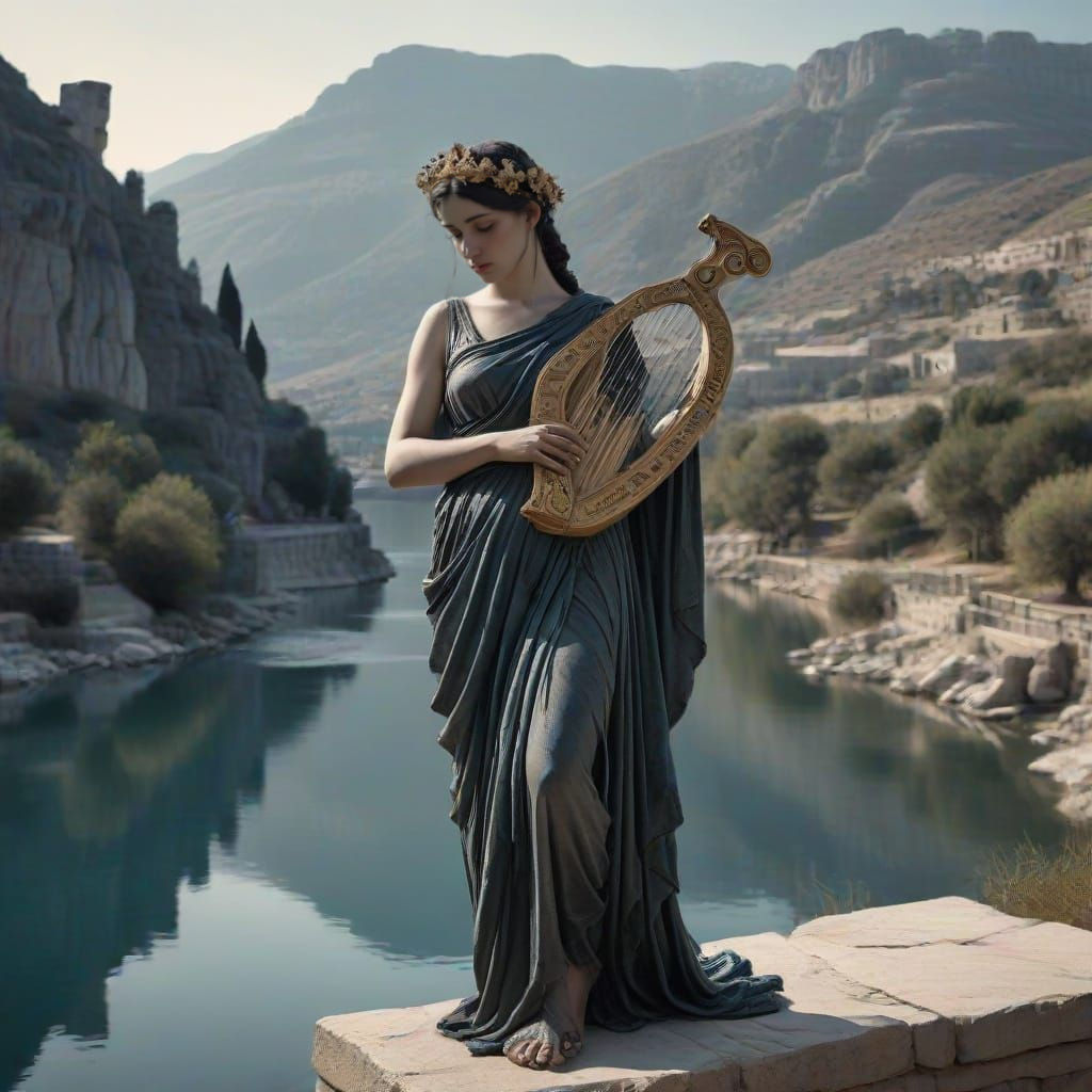 Mourning Muse in Ancient Greek Ruins
