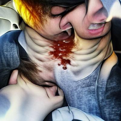 Graphic Image of Violent Strangulation with Blood