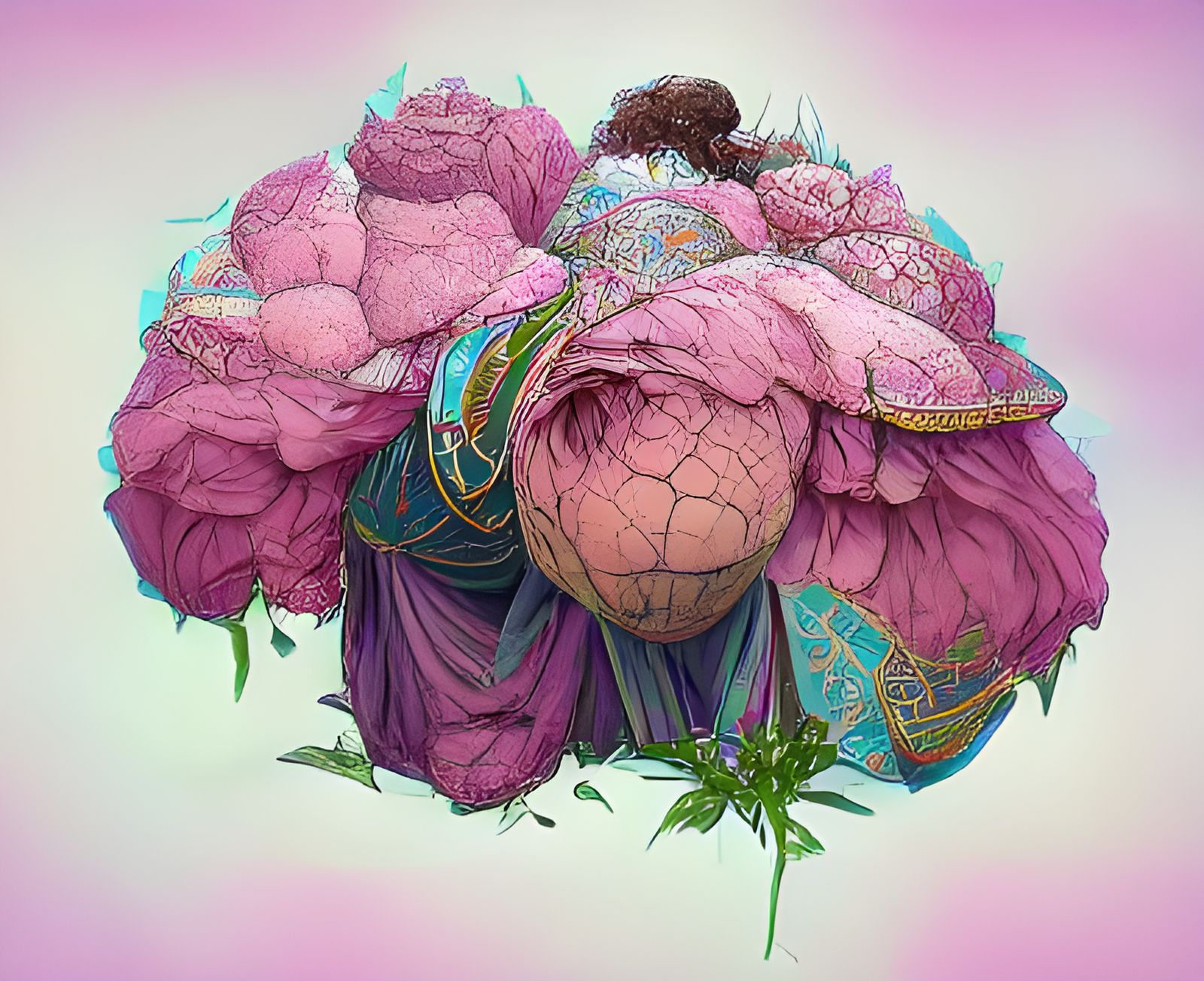 Peonies and Paisley Fantasy Floral Art