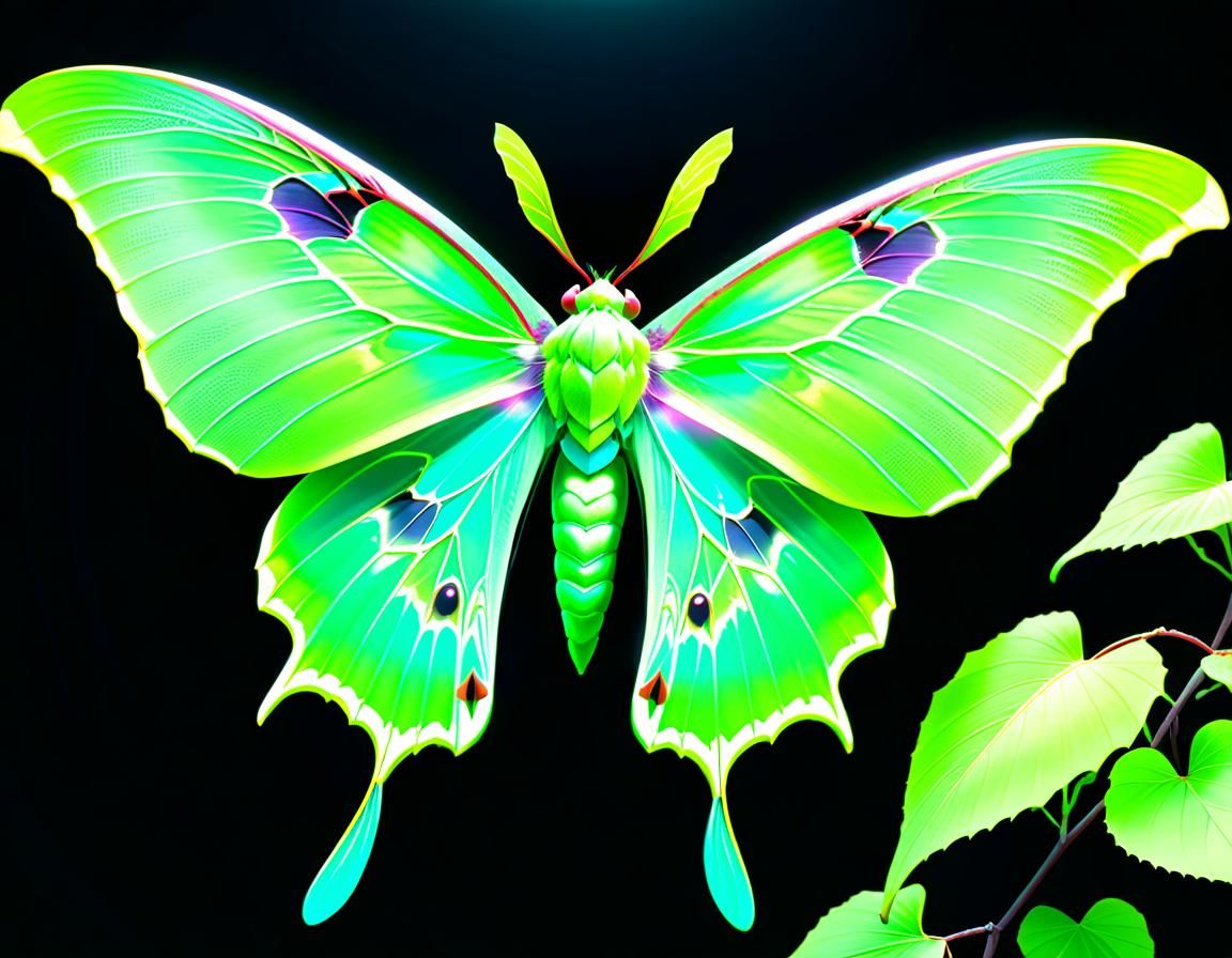 Opalescent Luna Moth in Pastel Goth Style