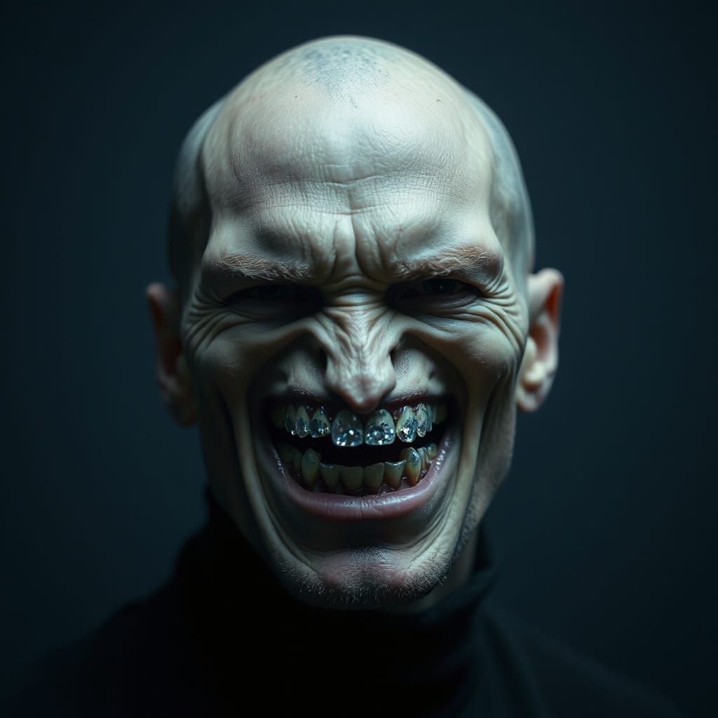 Evil Sapphire Smile Portrait in Eerie Style