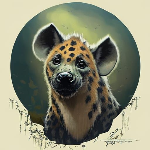 Detailed Portrait of Young Hyena in Natural Lighting