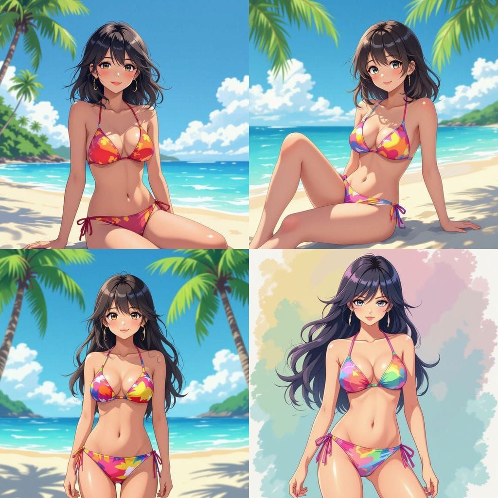 Anime Bikini Girl in Japanese Manga Style