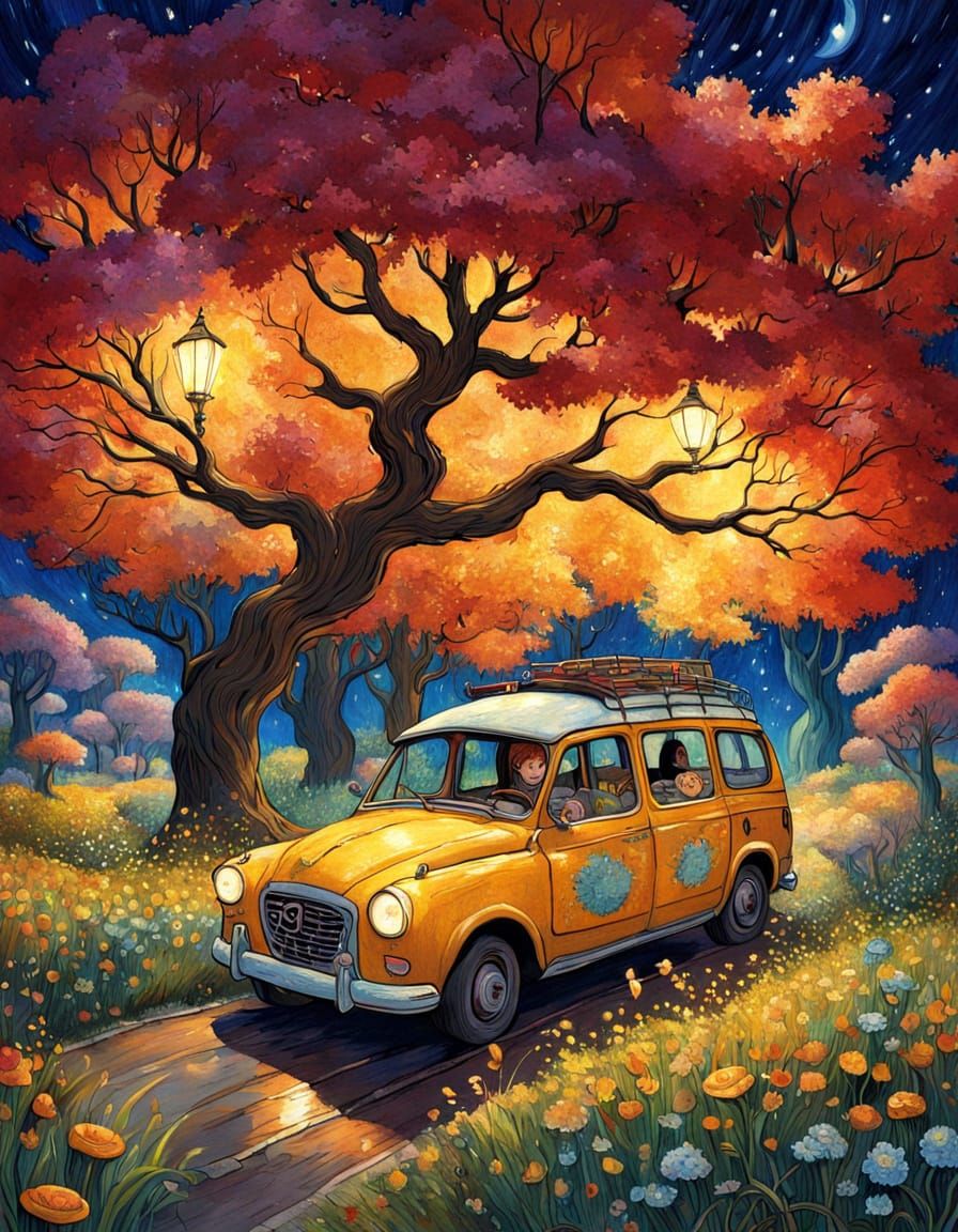 Whimsical Sci-Fi Fantasy Landscape in Studio Ghibli Style