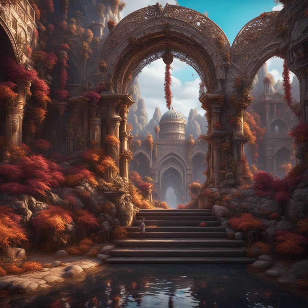 Detailed Matte Painting of a Woman in Deep Color