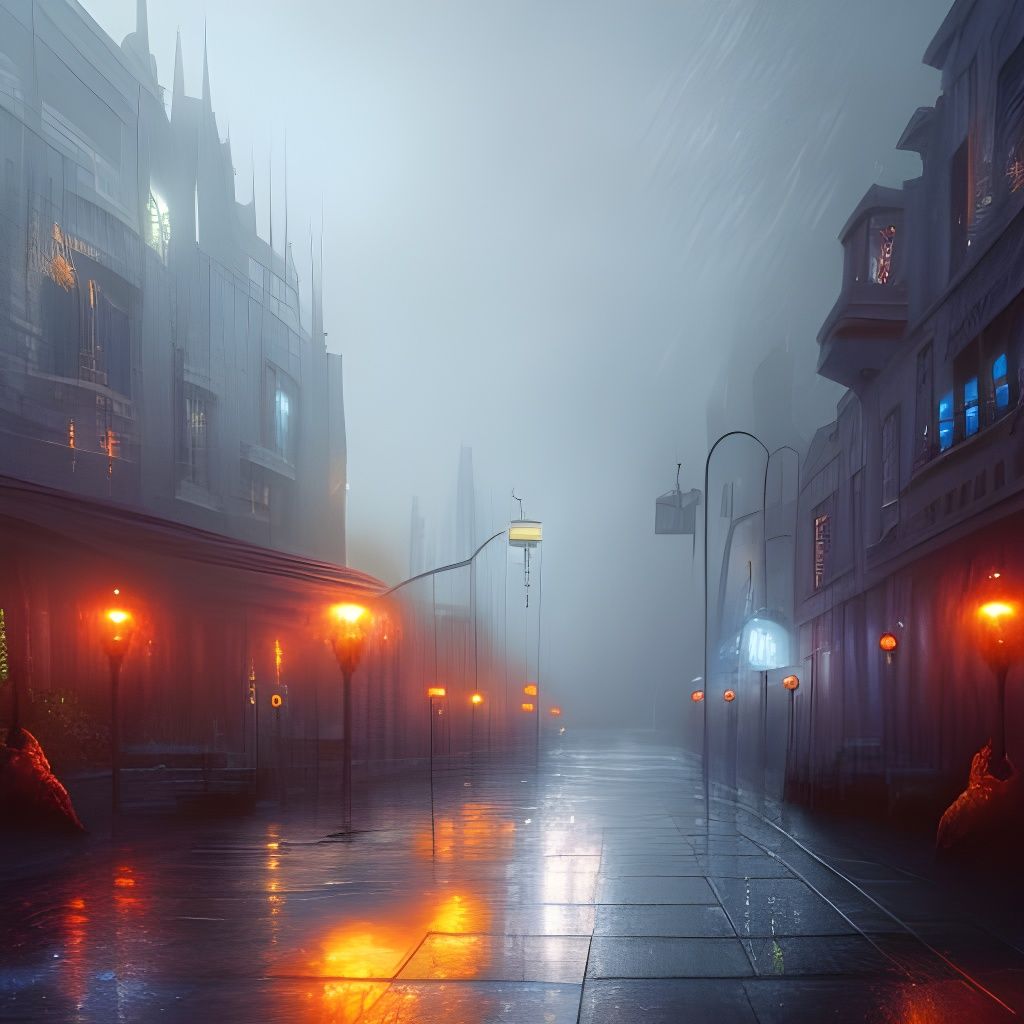 Relaxing Rain in the City: Detailed Matte Painting