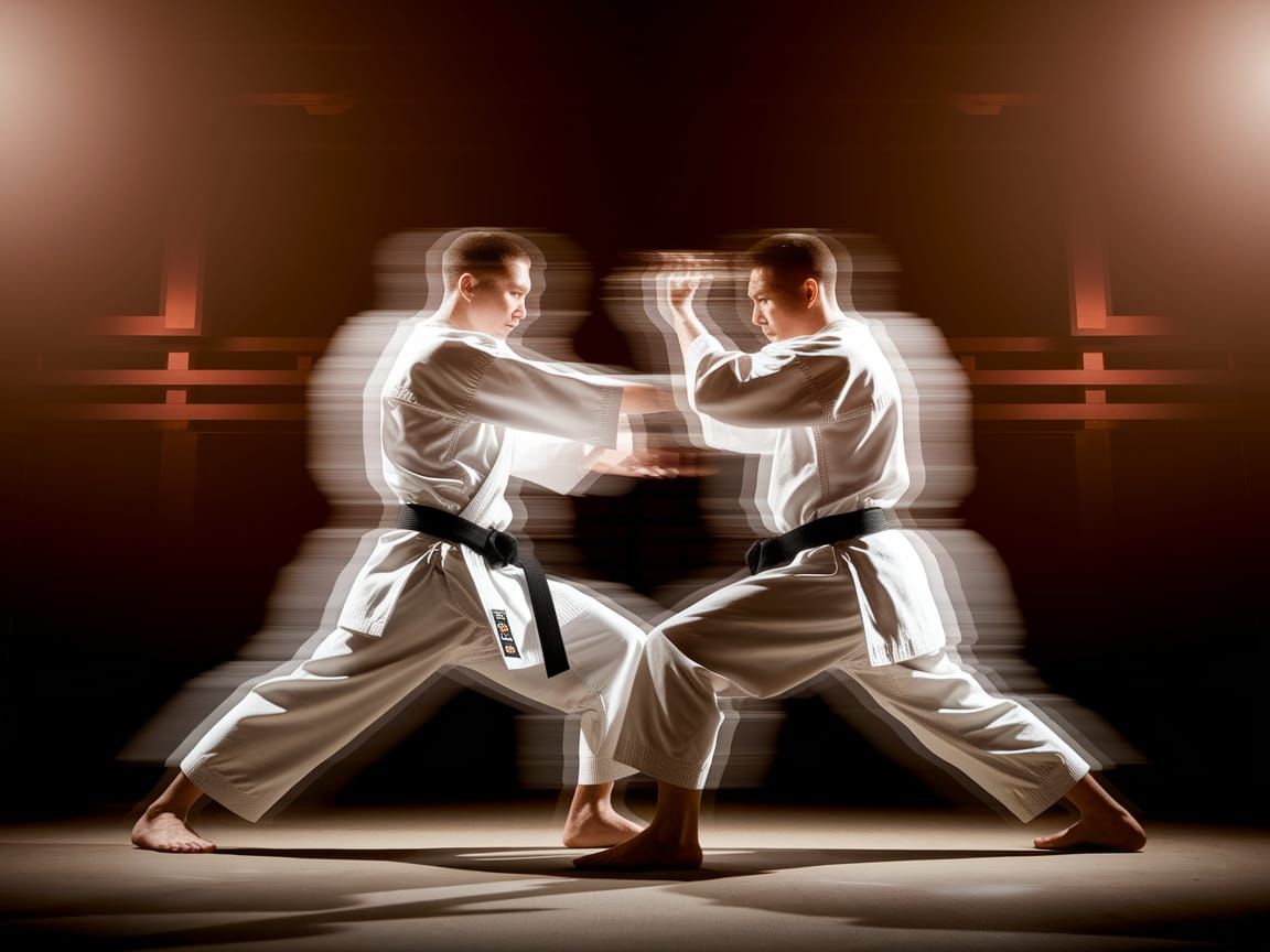 Intense Karate Duel in Anime Style